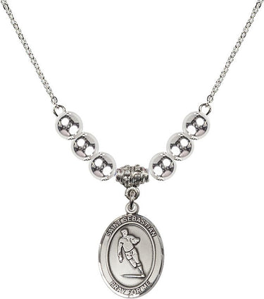 Saint Sebastian Rugby Crystal Necklace | 3/4 inch | 6mm Beads