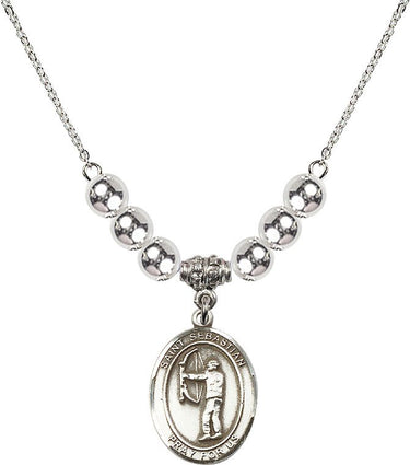 Saint Sebastian Archery Crystal Necklace | 3/4 inch | 6mm Beads