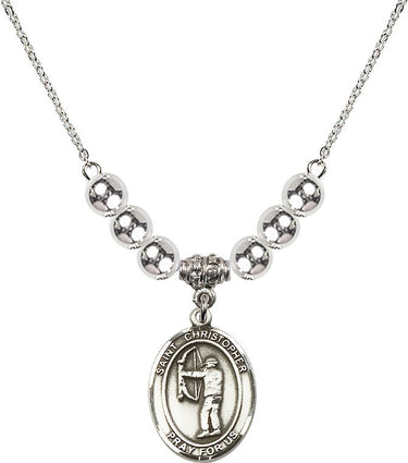 Saint Christopher Archery Crystal Necklace | 3/4 inch | 6mm Beads