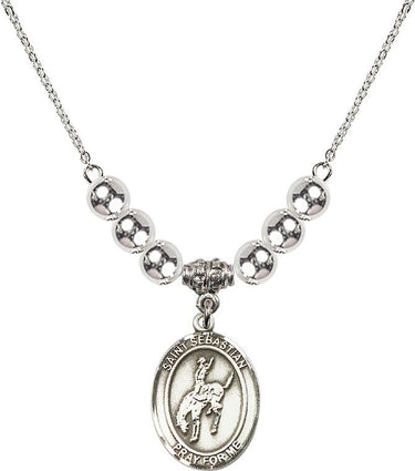 Saint Sebastian Rodeo Crystal Necklace | 3/4 inch | 6mm Beads