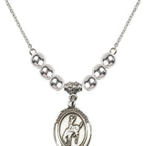 Saint Christopher Crystal Necklace | 3/4 inch | 6mm Beads _x0014_  Sterling Silver