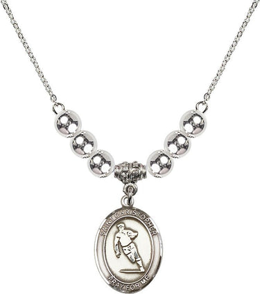Saint Christopher Rugby Crystal Necklace | 3/4 inch | 6mm Beads