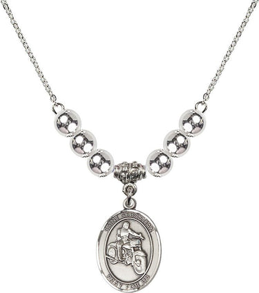 Saint Sebastian Motorcycle Crystal Necklace | 3/4 inch | 6mm Beads