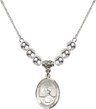 Saint Christopher Water Polo Women Crystal Necklace | 3/4 inch | 6mm Beads