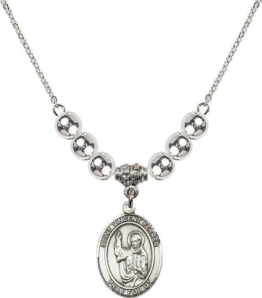 Saint Vincent Ferrer Crystal Necklace | 3/4 inch | 6mm Beads