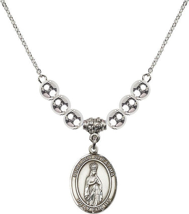 Collar de cristal de Nuestra Señora de Fátima | 1,9 cm | Cuentas de 6 mm | N32-8205
