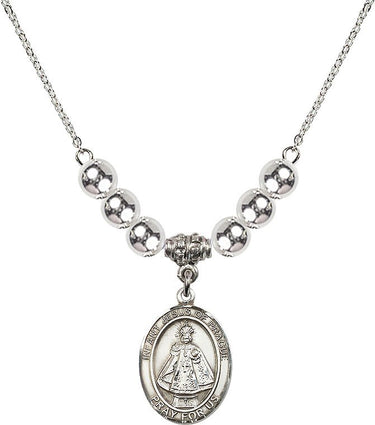 Infant of Prague Crystal Necklace | 3/4 inch | 6mm Beads | N32-8207