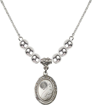 Footprints Cross Crystal Necklace | 3/4 inch | 6mm Beads | N32-8237