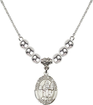 Saint Isidore the Farmer Crystal Necklace | 3/4 inch | 6mm Beads | N32-8276