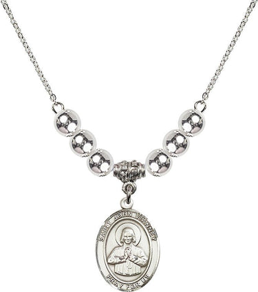 Saint John Vianney Crystal Necklace | 3/4 inch | 6mm Beads | N32-8282