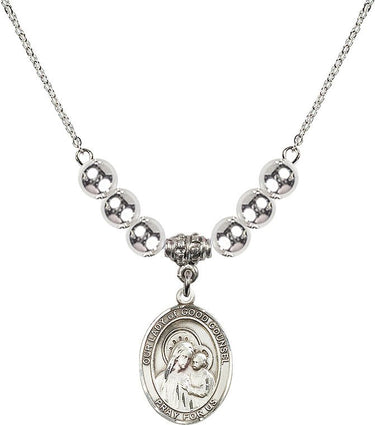 Collar de cristal de Nuestra Señora del Buen Consejo | 1,9 cm | Cuentas de 6 mm | N32-8287