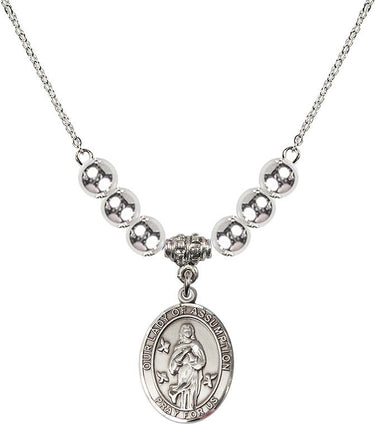 Our Lady of Assumption Crystal Necklace | 3/4 inch | 6mm Beads | N32-8388