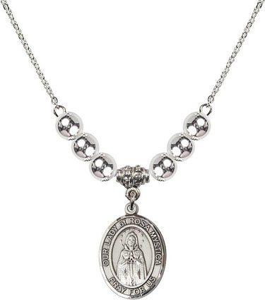 Our Lady of Rosa Mystica Crystal Necklace | 3/4 inch | 6mm Beads | N32-8413