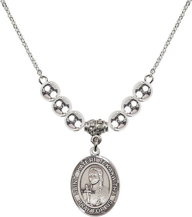 Saint Kateri Tekakwitha Crystal Necklace | 3/4 inch | 6mm Beads | N32-8438