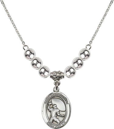 Saint Christopher Football Crystal Necklace | 3/4 inch | 6mm Beads | N32-8501