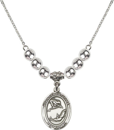 St. Christopher Gymnastics Crystal Necklace | 3/4 inch | 6mm Beads | N32-8513
