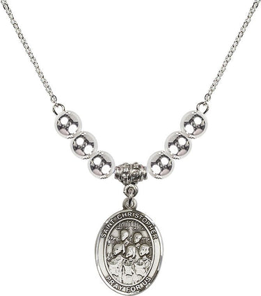 St. Christopher Choir Crystal Necklace | 3/4 inch | 6mm Beads
