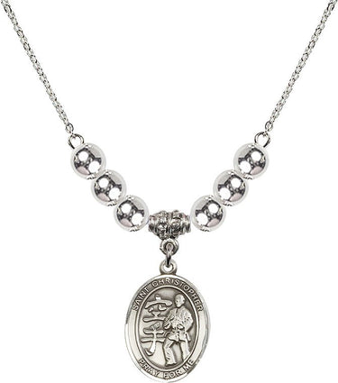 St. Christopher Karate Crystal Necklace | 3/4 inch | 6mm Beads