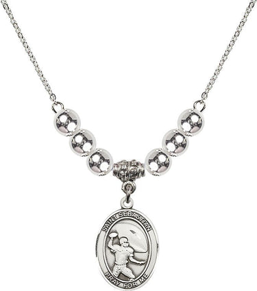 Saint Sebastian Football Crystal Necklace | 3/4 inch | 6mm Beads | N32-8601