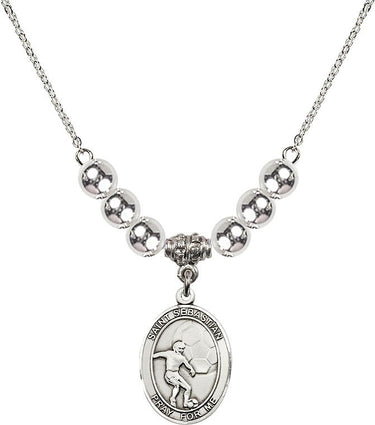 Saint Sebastian Soccer Crystal Necklace | 3/4 inch | 6mm Beads | N32-8603