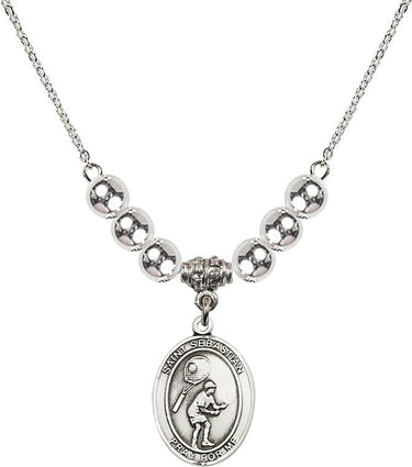 Saint Sebastian Tennis Crystal Necklace | 3/4 inch | 6mm Beads | N32-8605