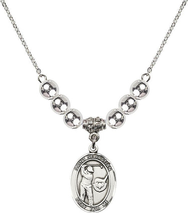 Saint Sebastian Golf Crystal Necklace | 3/4 inch | 6mm Beads | N32-8606