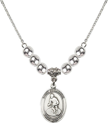St. Sebastian Wrestling Crystal Necklace | 3/4 inch | 6mm Beads | N32-8608