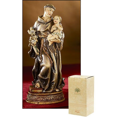 6 inch hand-painted resin St. Anthony of Padua statue holding Christ Child, patron saint of lost things, RosaryCard