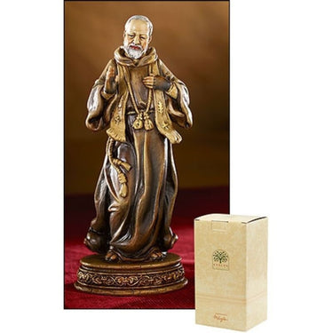 8 inch hand-painted Padre Pio statue in Capuchin habit for Catholic home altar and religious decor