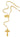 Antique gold plated St. Benedict rosary with medal center link displayed on card backing