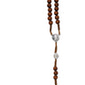Brown wood cord Padre Pio rosary with silver oxidized crucifix and Padre Pio Our Father beads made in Italy