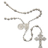 Silver plated St. Benedict rosary 20.5 inches with St. Benedict medal centerpiece in gift box