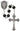 8mm black carved wood Miraculous Medal rosary with silver oxidized crucifix and center, shown in gift box