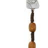 Large brown wood St. Pio rosary with capped Our Father beads and Italian craftsmanship displayed on hang card