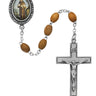 Olive wood St. Francis rosary with pewter crucifix and St. Francis center piece in deluxe gift box