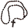 Jujube wood rosary with hand-carved rose beads, 21 inch length, 10mm beads on strong cord with laser-cut crucifix