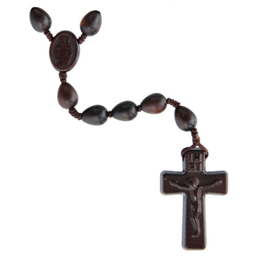 22 inch jujube wood rosary with 12mm teardrop beads on strong cord handcrafted by RosaryCard