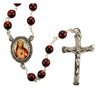 Sacred Heart Rosary with pewter crucifix and pewter Sacred Heart center piece displayed in a deluxe gift box