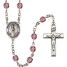 Silver Tone Virgen Del Fatima Birthstone Catholic Rosary with Crystal Beads - Hand Assembled in USA by RosaryCard