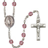 Sterling silver Virgen De Guadalupe birthstone rosary with 6mm beads handcrafted by RosaryCard