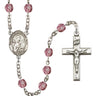 Silver tone Our Lady of Perpetual Help birthstone rosary with 6mm crystal beads hand assembled in USA by RosaryCard