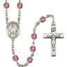 Silver tone Our Lady Of Africa birthstone rosary featuring 6mm beads handcrafted in Rhode Island USA