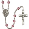 Silver Tone Our Lady of Assumption Personalized Birthstone Rosary with 6mm Beads Made in USA