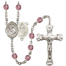 Silver tone Our Lady of Mount Carmel Catholic rosary with 6mm birthstone beads hand-assembled in USA by RosaryCard