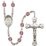 Silver tone Immaculate Heart of Mary Catholic rosary with birthstone beads hand-assembled in USA