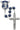 8mm dark blue wood police rosary with pewter St. Michael badge center and dark blue epoxy finish in deluxe gift box