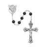 6mm genuine black onyx rosary with rhodium plated crucifix and center piece, 21.5 inches long, displayed in deluxe gift box