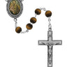 Tiger eye St. Joseph Rosary with genuine golden-brown stone beads and silver-tone pewter crucifix and center medal