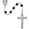 6mm genuine black onyx rosary with pewter crucifix and center piece, 21 and a half inches long, displayed in a deluxe gift box