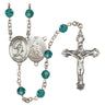 Sterling Silver Guardian Angel Track and Field Rosary with 6mm Zircon Austrian Crystal Beads December Birthstone Bliss